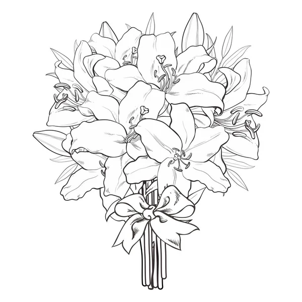 Vektor Hand gezeichnet Tulpe monochromen Strauß — Stockvektor
