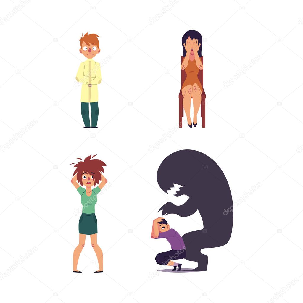 vector flat people suffering from mental illness