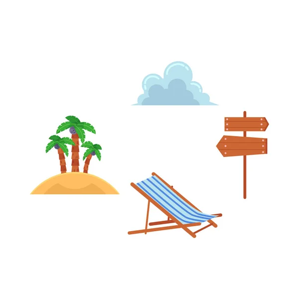 Vector plano viaje playa símbolos icono — Vector de stock