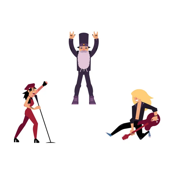 Ensemble de musiciens de rock plat vectoriel . — Image vectorielle