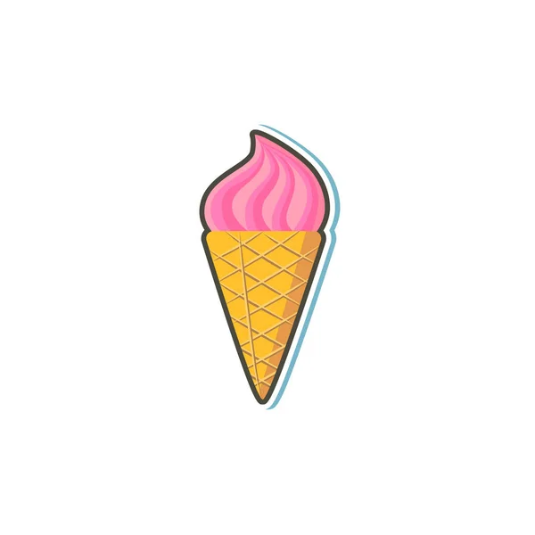 Vecteur plat gaufre cône aliment sucré dessert icône — Image vectorielle