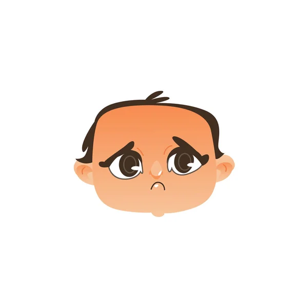 Vector flat baby face with sad facial expression — Stock Vector
