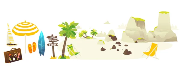 Vector flat travelling beach vacation symbols icon — Stock Vector