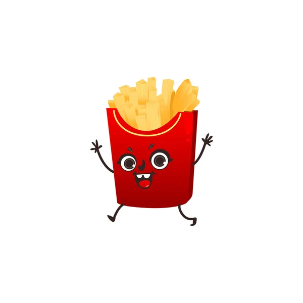 French fries character with happy human face — Stock Vector