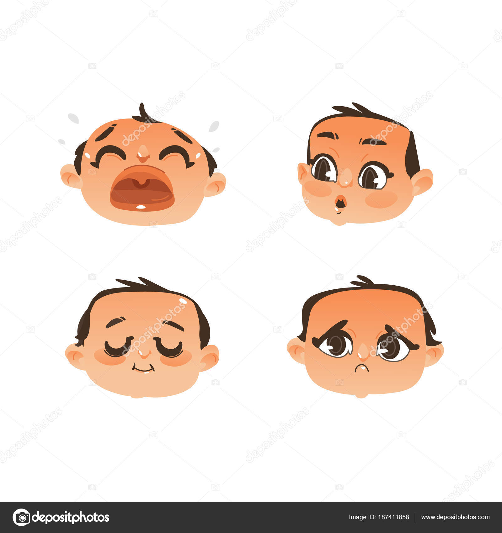 Vector flat baby face expression emotion set Stock Vector Image by  ©Sabelskaya #187411858