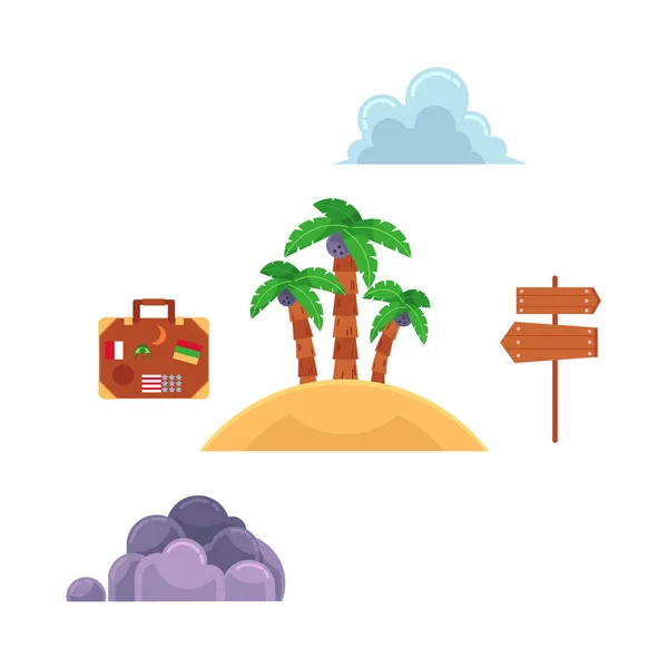 Vector plano viaje playa símbolos icono — Vector de stock