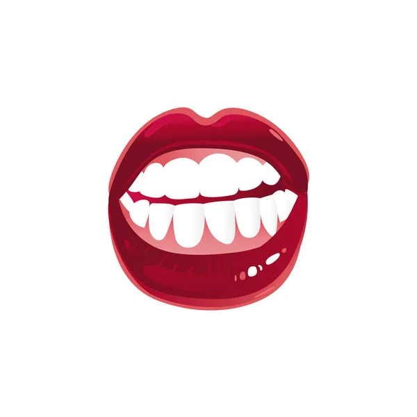 Vector cartoon woman sexy red lips teeth mouth — Stock Vector