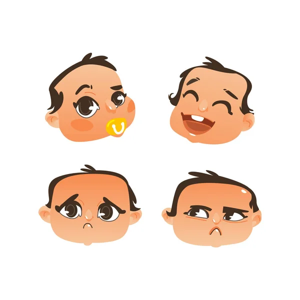 Set di emozioni per espressione del viso del bambino piatto vettoriale — Vettoriale Stock