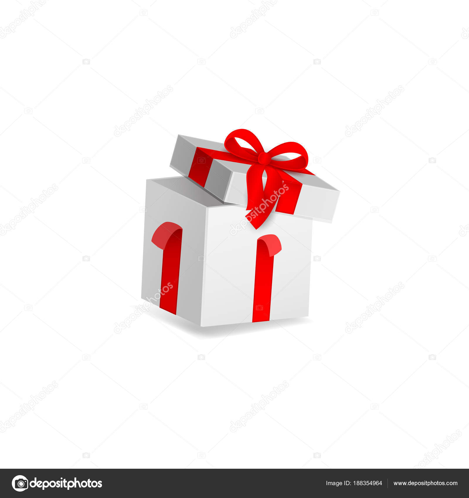 Vector cartoon open present gift box ribbon bow Stock Vector Image by  ©Sabelskaya #188354964