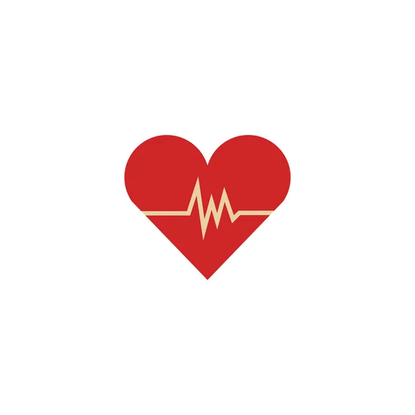 Platte hart met pulse heartbeat pictogram — Stockvector