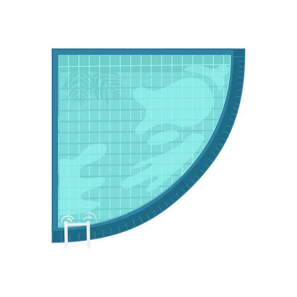Vista superior de la piscina angular con aguas cristalinas azules y reflejos . — Vector de stock