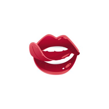 Vector cartoon woman sexy red lips open clipart