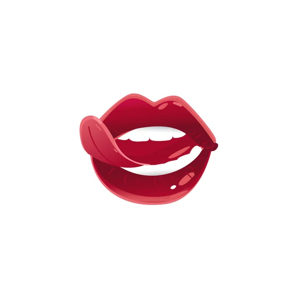 Vektör çizgi film kadın seksi kırmızı dudaklar açın — Stok Vektör