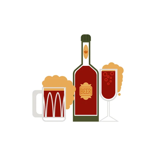 Vecteur dessin animé bière symboles ensemble — Image vectorielle