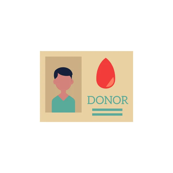 Icona della carta d'identità del donatore piatto vettore — Vettoriale Stock