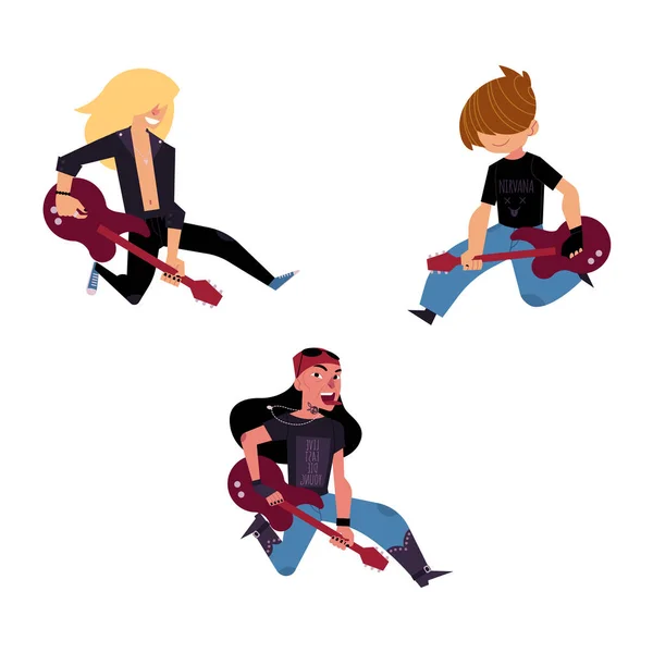 Vector de rock plano conjunto de personas . — Vector de stock