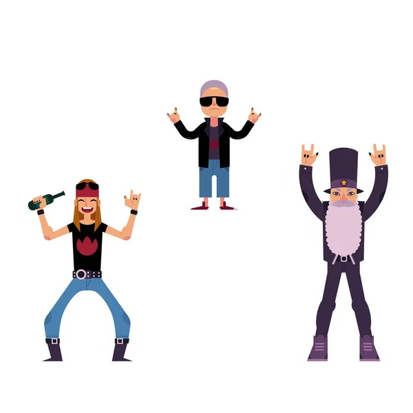 Vector de rock plano conjunto de personas . — Vector de stock