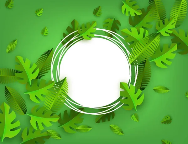 Modèle vectoriel vert feuilles cadre arrière-plan — Image vectorielle