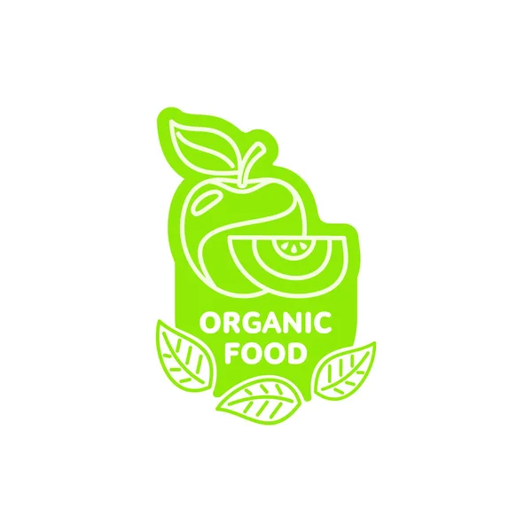 Vektör elma dilim parlak bir çizgi logo simge ile — Stok Vektör