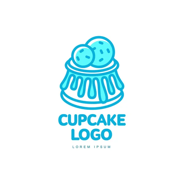 Vector cupcake zoete dessert voedsel heldere lijn logo pictogram — Stockvector