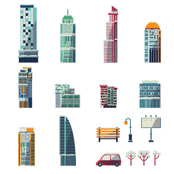 Vector flat urban landscape background design icon