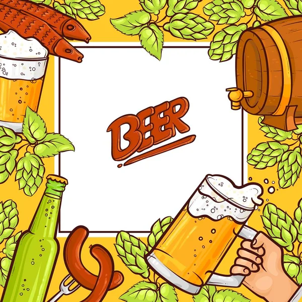 Vektor-Cartoon-Bier-Symbole Plakatvorlage — Stockvektor