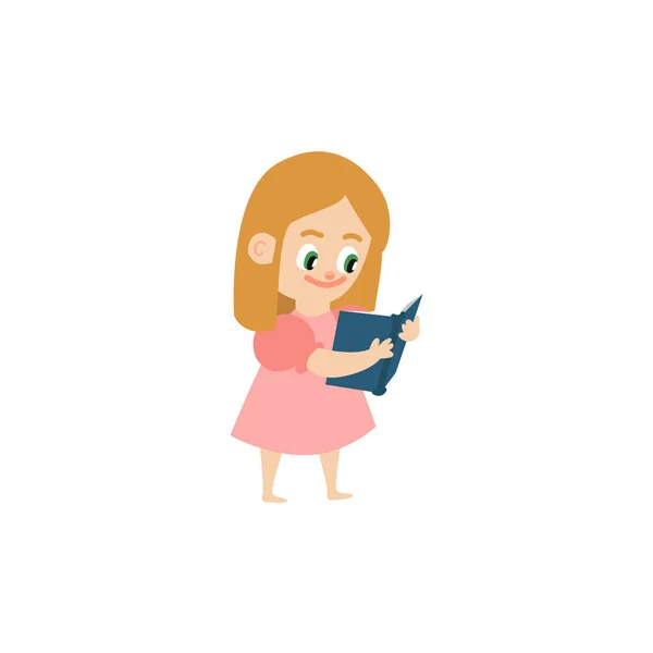 Vektor rajzfilm lány ruha, könyv olvasás — Stock Vector