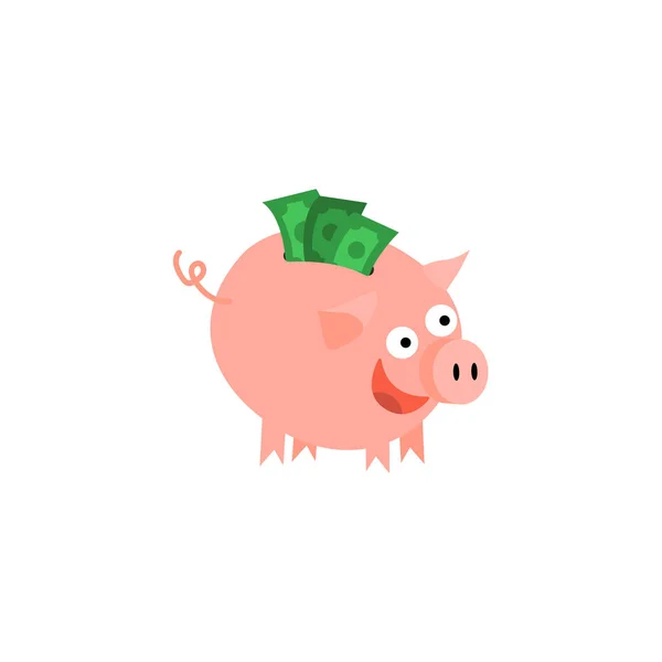 Vector desenho animado porquinho banco com feliz facial — Vetor de Stock