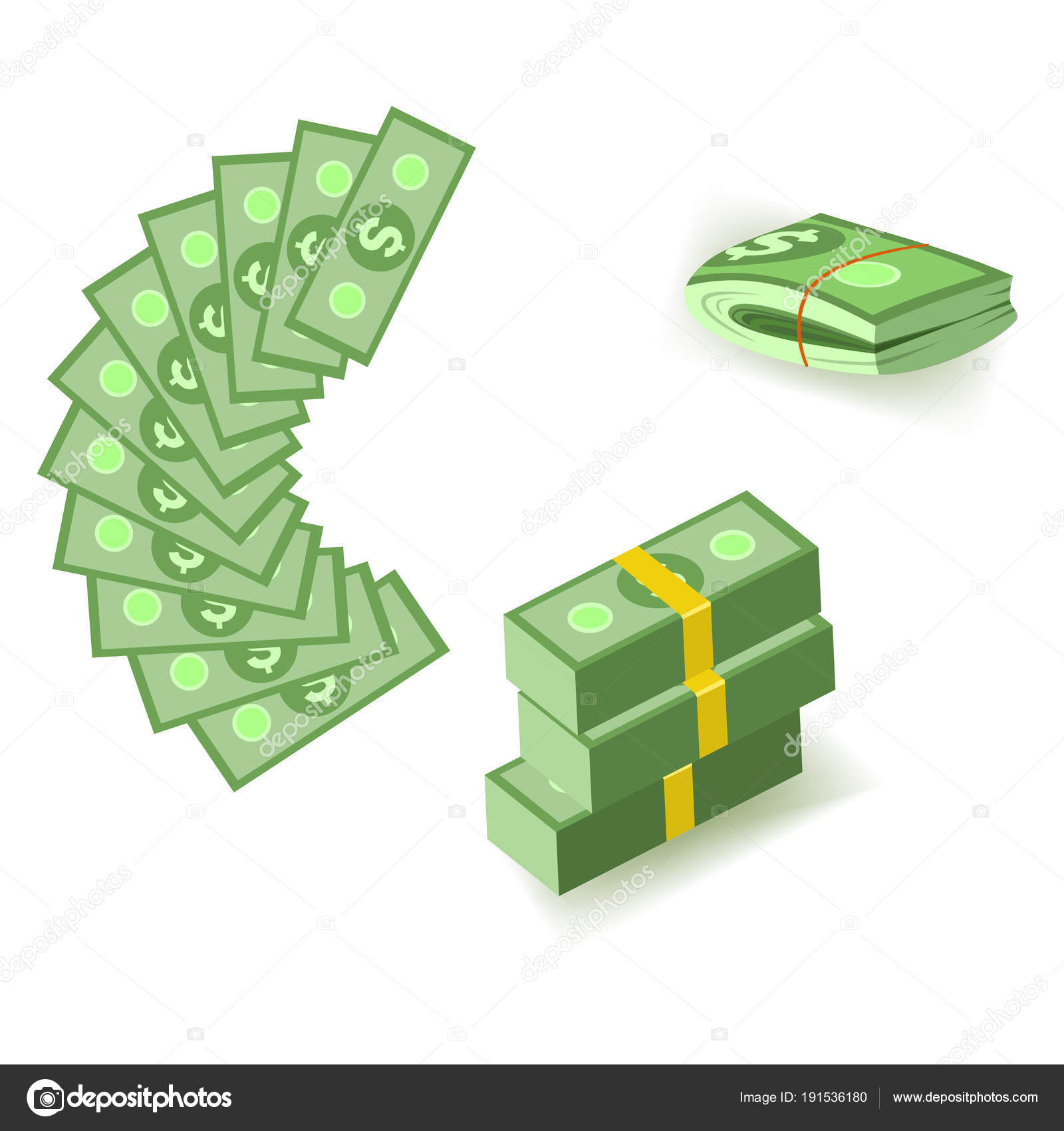 billets de banque en papier de dessin animé, argent comptant, pile