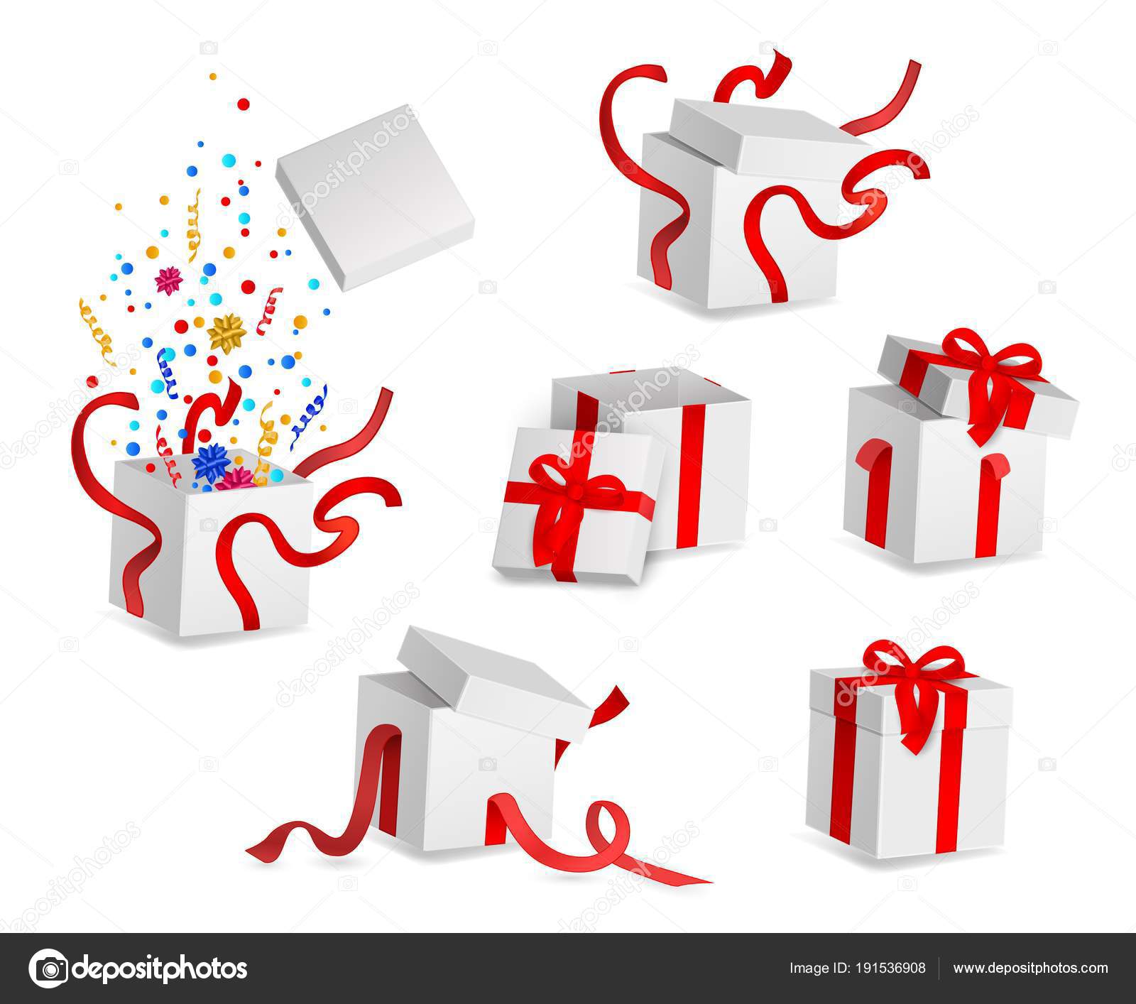 Vector cartoon open present gift box ribbon bow Stock Vector Image by  ©Sabelskaya #191536908