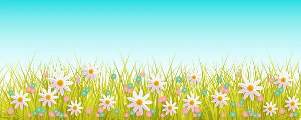 Vektor Ostern Hintergrund mit Blumen, Gras — Stockvektor