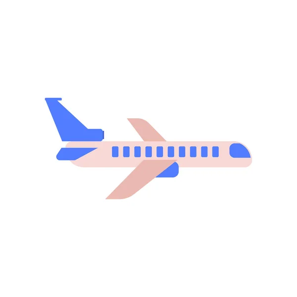 Fliegendes Flugzeug mit blauen Turbinen und Leitwerk isoliert auf weißem Hintergrund. — Stockvektor