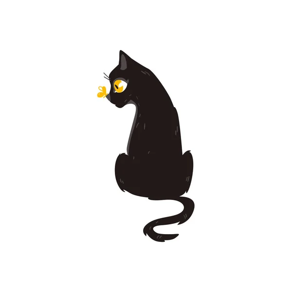 Vektor cartoon macska állat ülő elszigetelt — Stock Vector
