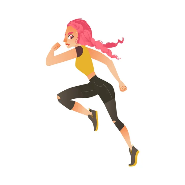 Kartun vektor wanita berlari, karakter ranaway - Stok Vektor