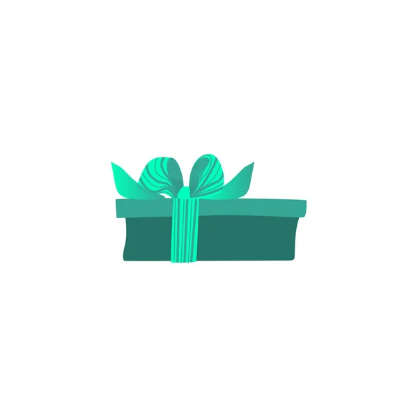 Paquete de regalo verde atado con cinta con gran lazo hermoso para la tarjeta de felicitación . — Vector de stock