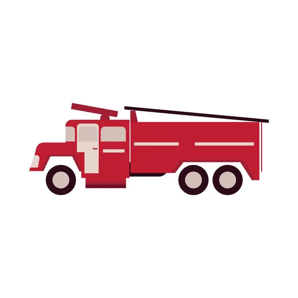 Czerwony wóz strażacki z drabiny na białym tle. Ilustracja wektorowa Flat fire Engine. — Wektor stockowy
