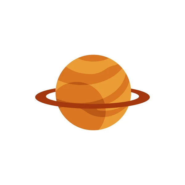Vector flat orange planet with ring icon — Stock Vector