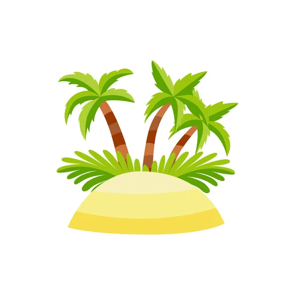 Vector plat zand eiland met palm tree kokos — Stockvector