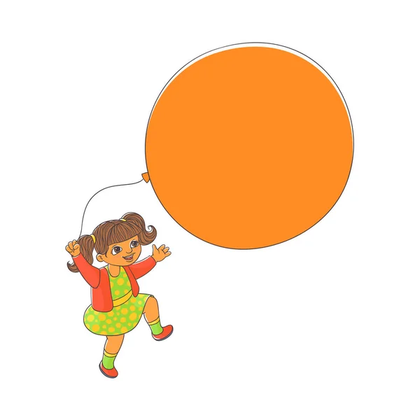 Petite fille mignonne jouant avec un gros ballon — Image vectorielle