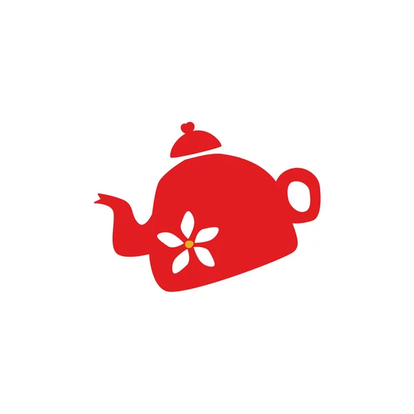 Vetor plana cerâmica chá chaleira silhueta ícone —  Vetores de Stock