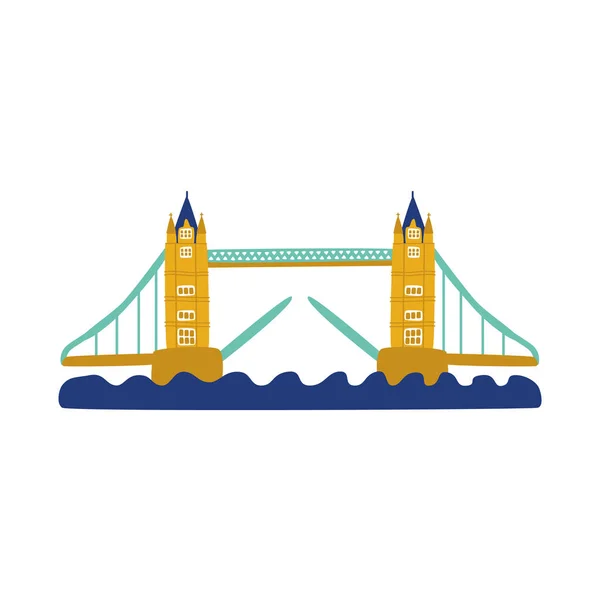 Vektör düz tower bridge Birleşik Krallık simgesi — Stok Vektör