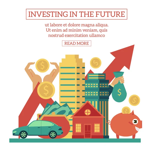 Векторні плоскі інвестиції в майбутній шаблон плакату — стоковий вектор