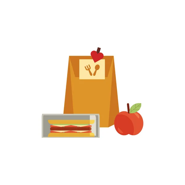 Vector lunchbox met snacks, groenten — Stockvector