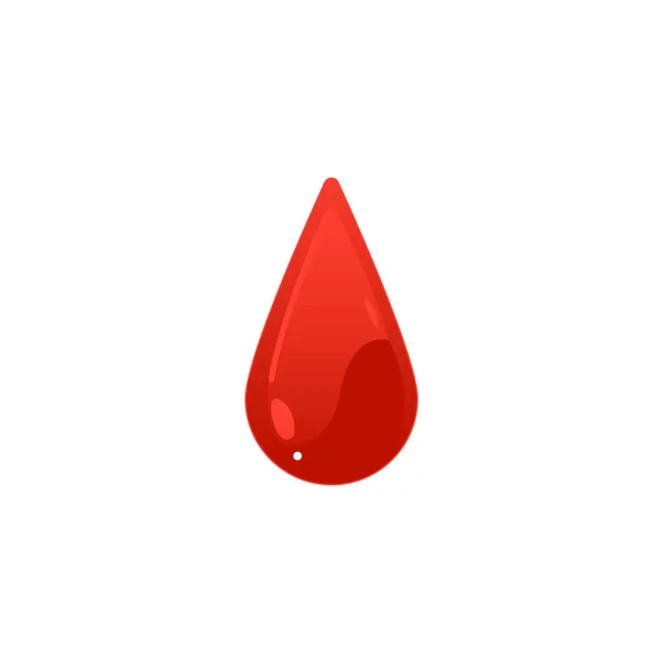 Rood bloed drop icon - cartoon kleurrijke druppel vorm geïsoleerd op witte achtergrond. — Stockvector