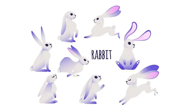 Kreslený králík s ultrafialovým uši — Stockový vektor