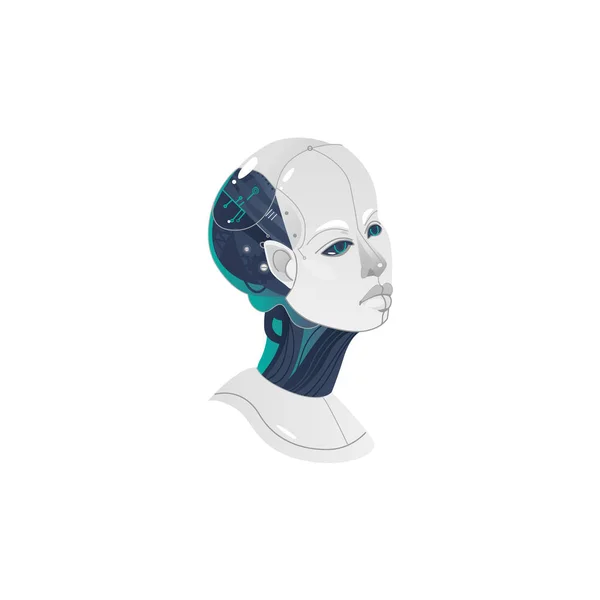 Vector cartoon vrouw cyborg hoofd pictogram — Stockvector