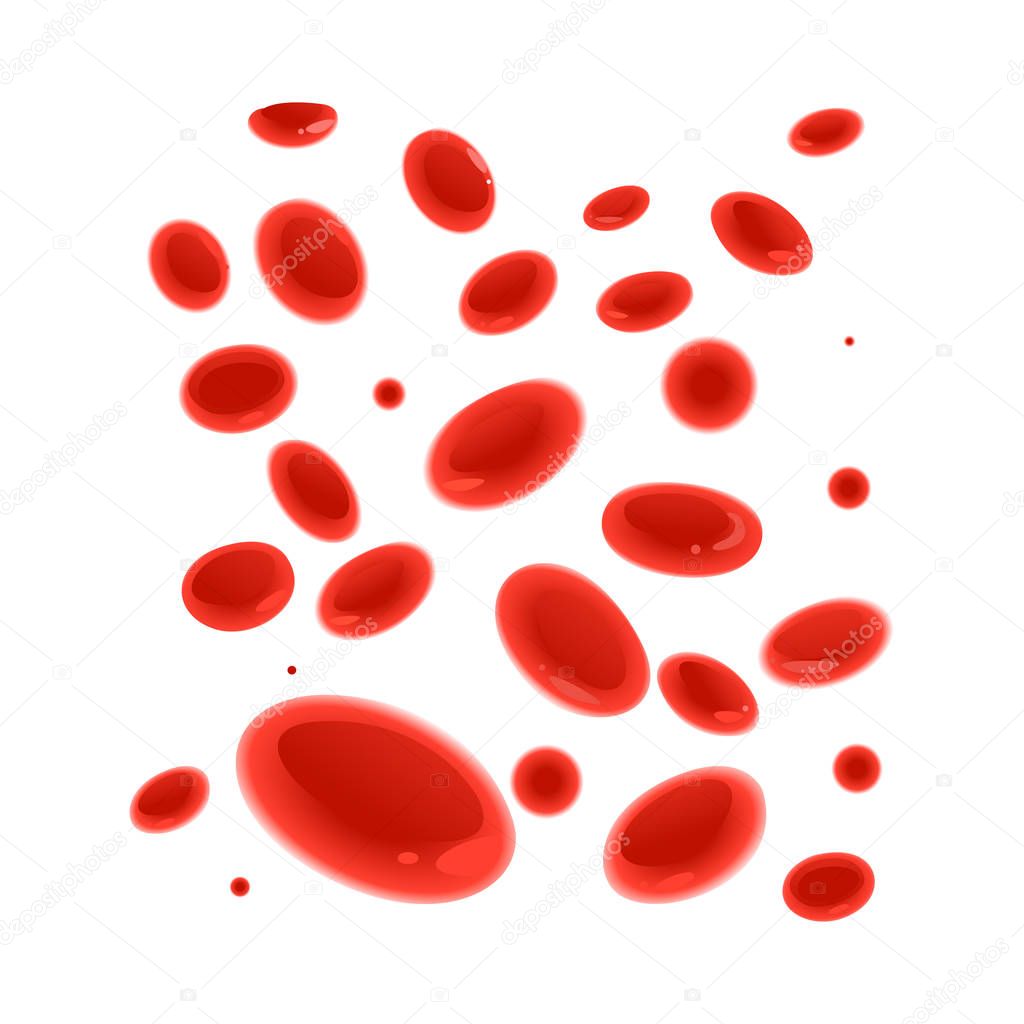 Red blood cells flowing in vessel icon isolated on white background.