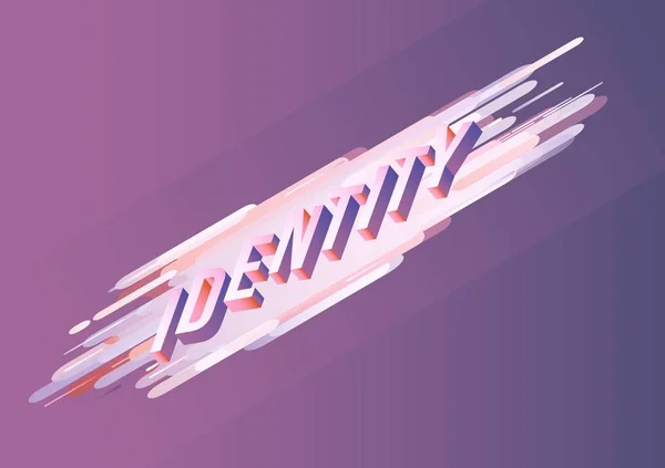 Identità design isometrico del testo - banner con gradiente viola profondo con lettere volumetriche su sfondo astratto . — Vettoriale Stock