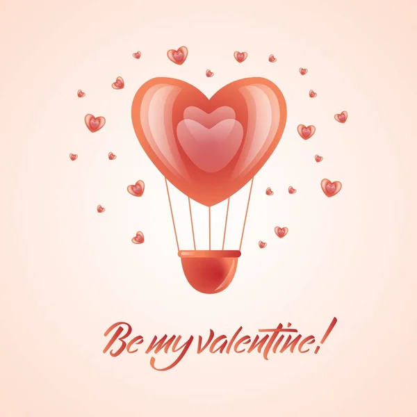 Vector happy valentines day hart luchtballon — Stockvector