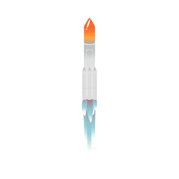 Cohete vectorial despegando con fuego — Vector de stock